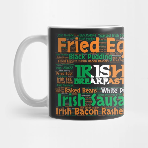 Full Irish Breakfast Ingredients Word Cloud Flag Ireland by BubbleMench